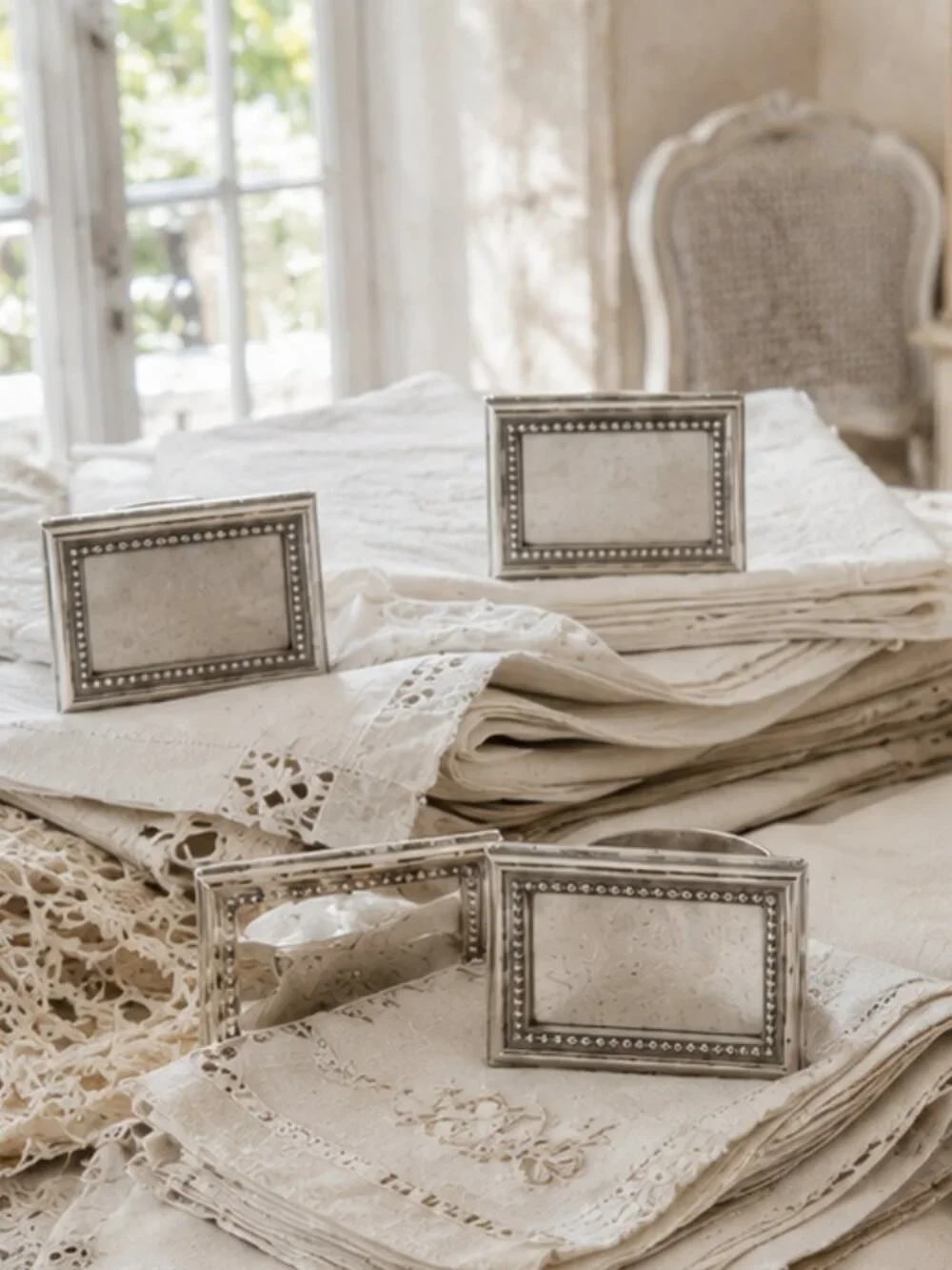 Set of 6 Vintage Silver Plated Place Card Holders Napkin Rings